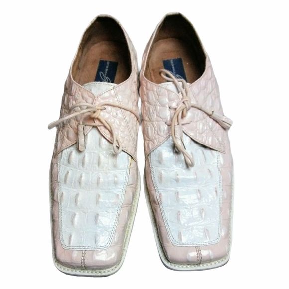 Mens GIORGIO BRUTINI Private Collection White Pink Loafers 9M Genuine Leather